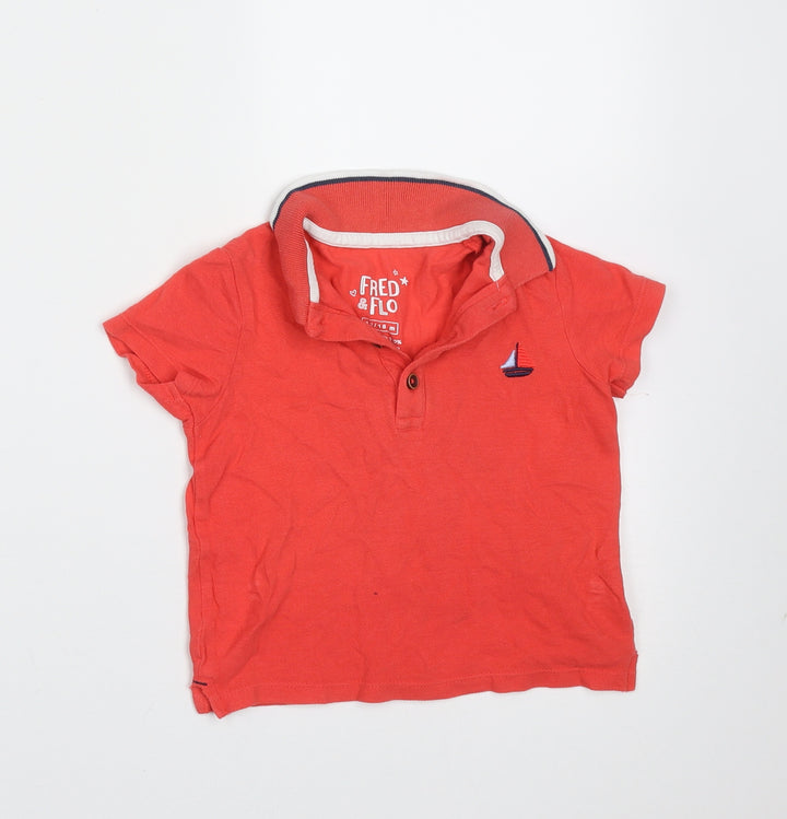 fred & Flo Baby Orange  Cotton Basic Polo Size 12-18 Months Collared