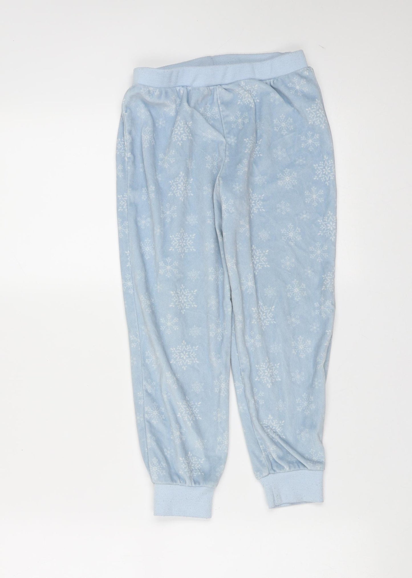 tesco Girls Blue Solid Polyester  Pyjama Pants Size 6-7 Years   - Snow Flakes