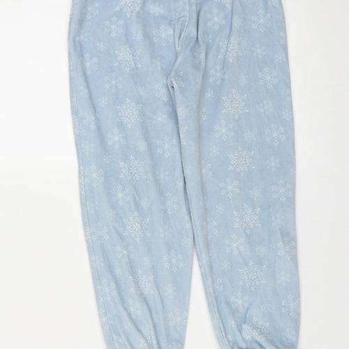 tesco Girls Blue Solid Polyester  Pyjama Pants Size 6-7 Years   - Snow Flakes