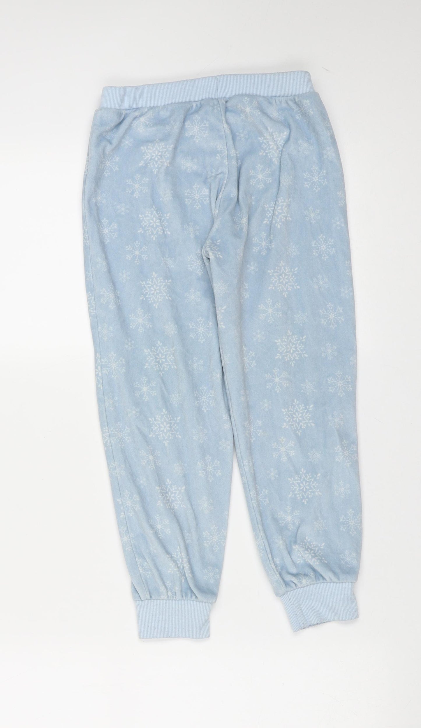 tesco Girls Blue Solid Polyester  Pyjama Pants Size 6-7 Years   - Snow Flakes