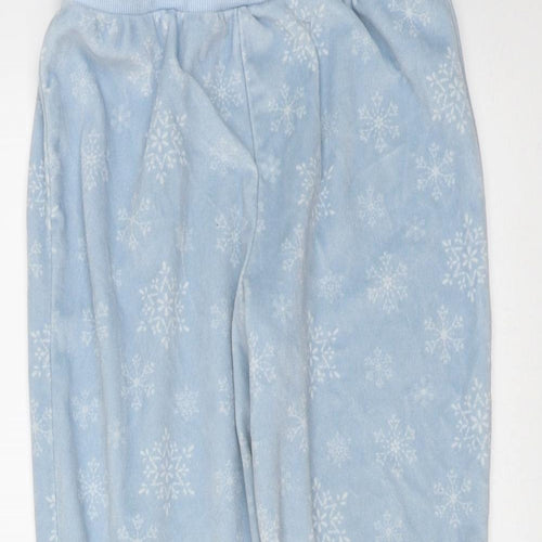 tesco Girls Blue Solid Polyester  Pyjama Pants Size 6-7 Years   - Snow Flakes