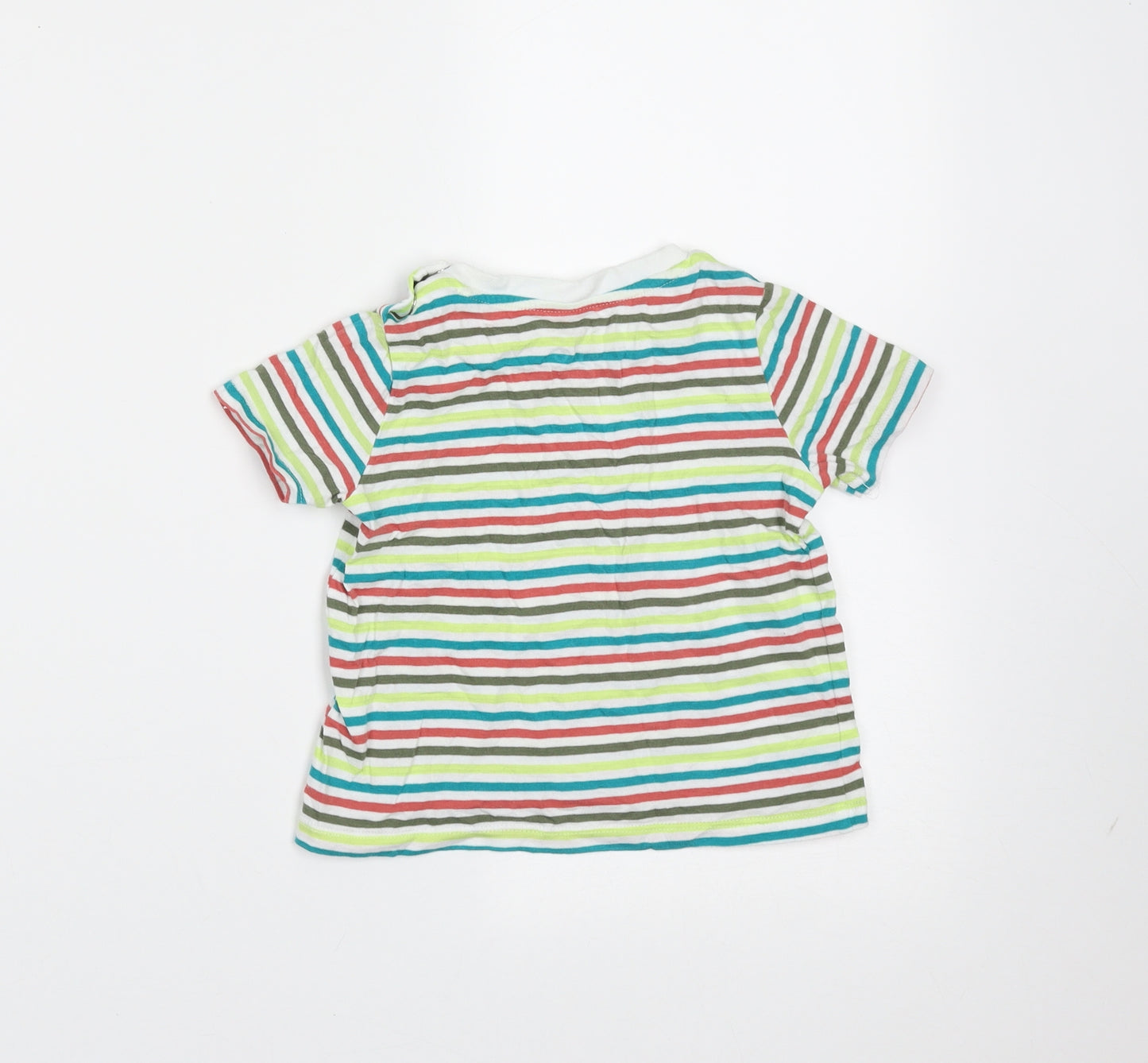 F&F Boys Multicoloured Striped Cotton Basic T-Shirt Size 12-18 Months Round Neck
