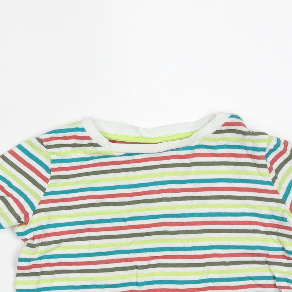 F&F Boys Multicoloured Striped Cotton Basic T-Shirt Size 12-18 Months Round Neck