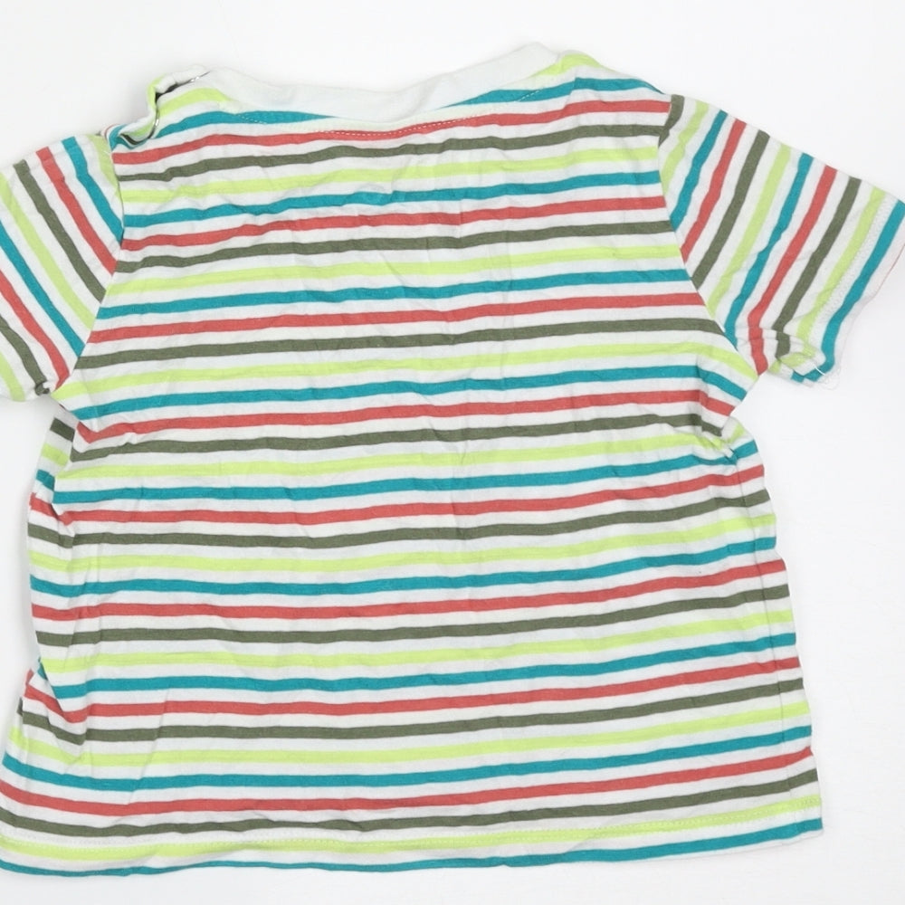 F&F Boys Multicoloured Striped Cotton Basic T-Shirt Size 12-18 Months Round Neck