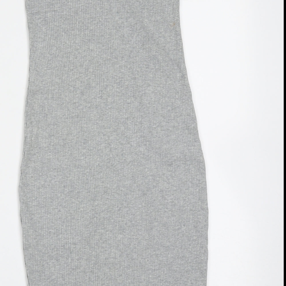 Divided by H&M Womens Grey  Cotton Mini  Size M  Off the Shoulder