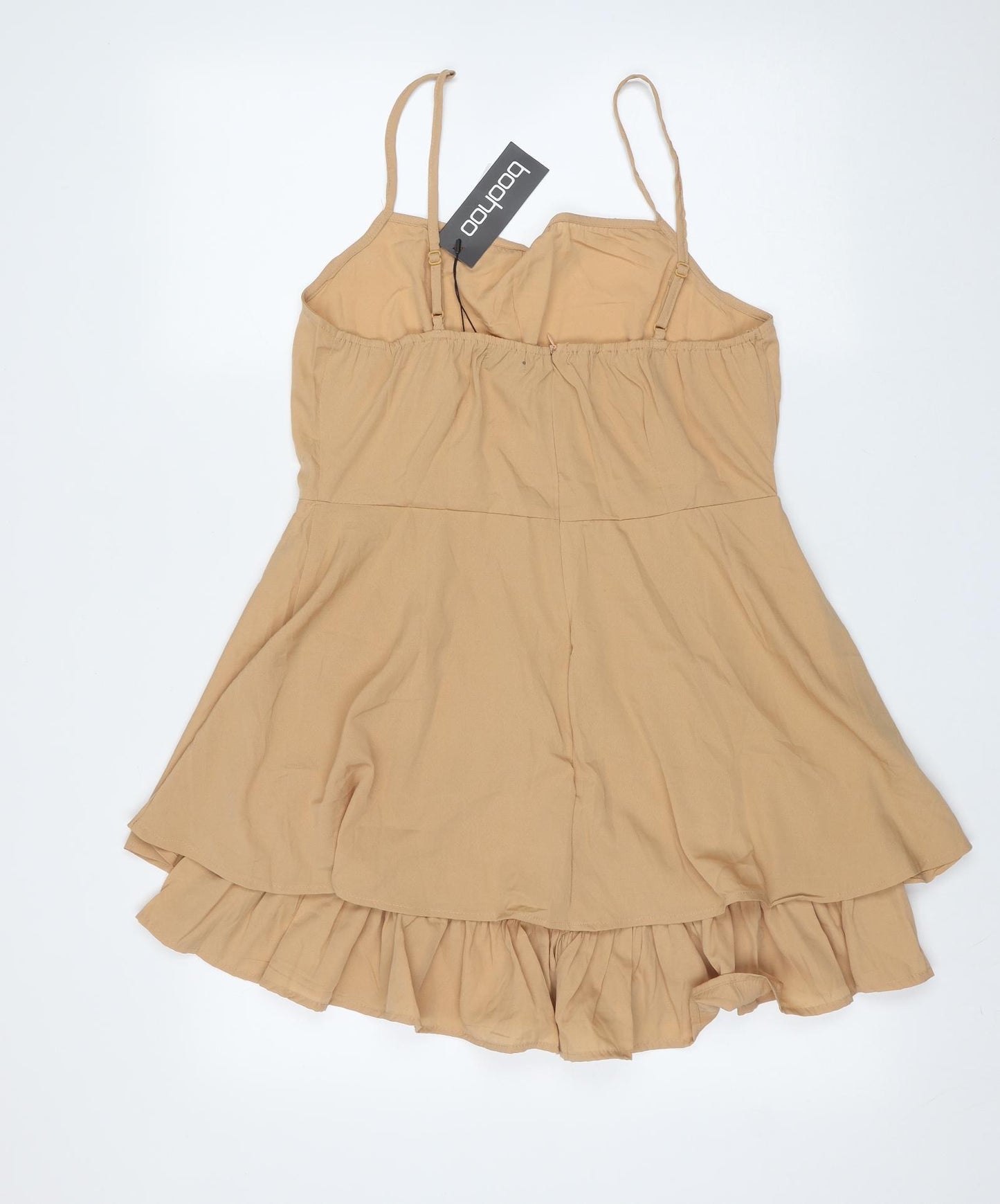 Boohoo Womens Beige  Polyester Camisole Blouse Size 14 Square Neck