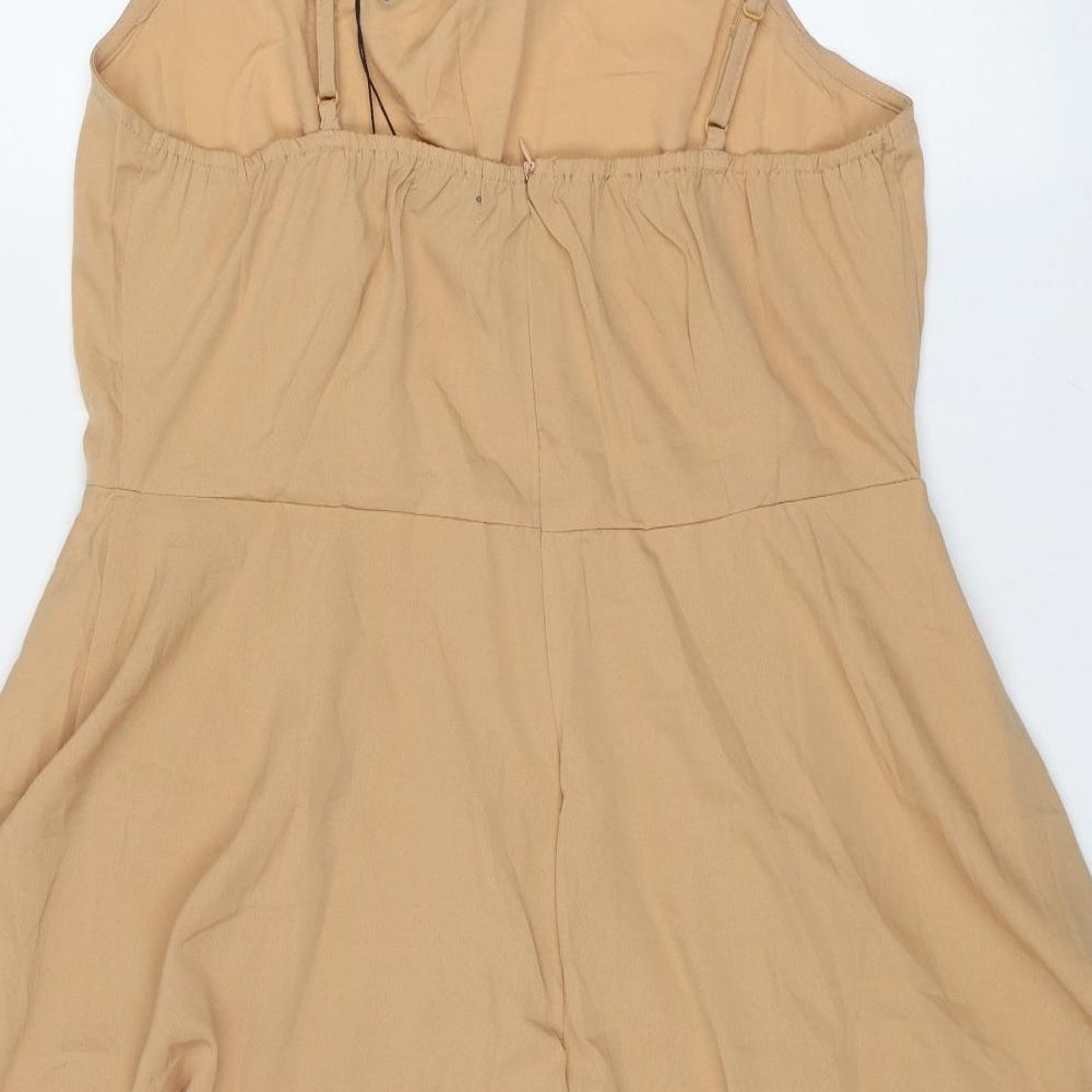 Boohoo Womens Beige  Polyester Camisole Blouse Size 14 Square Neck