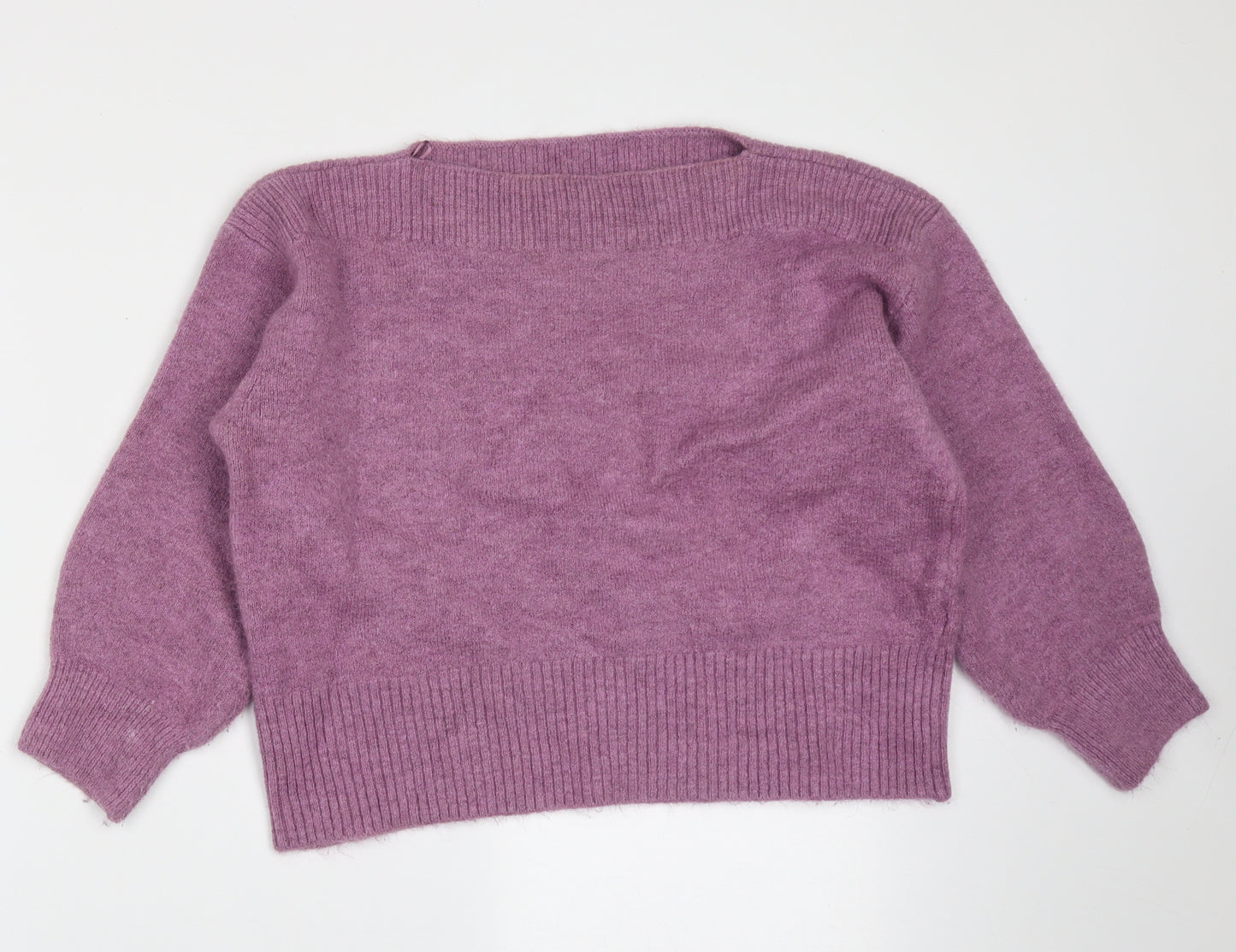 Marks and Spencer Womens Purple Boat Neck  Acrylic Pullover Jumper Size L