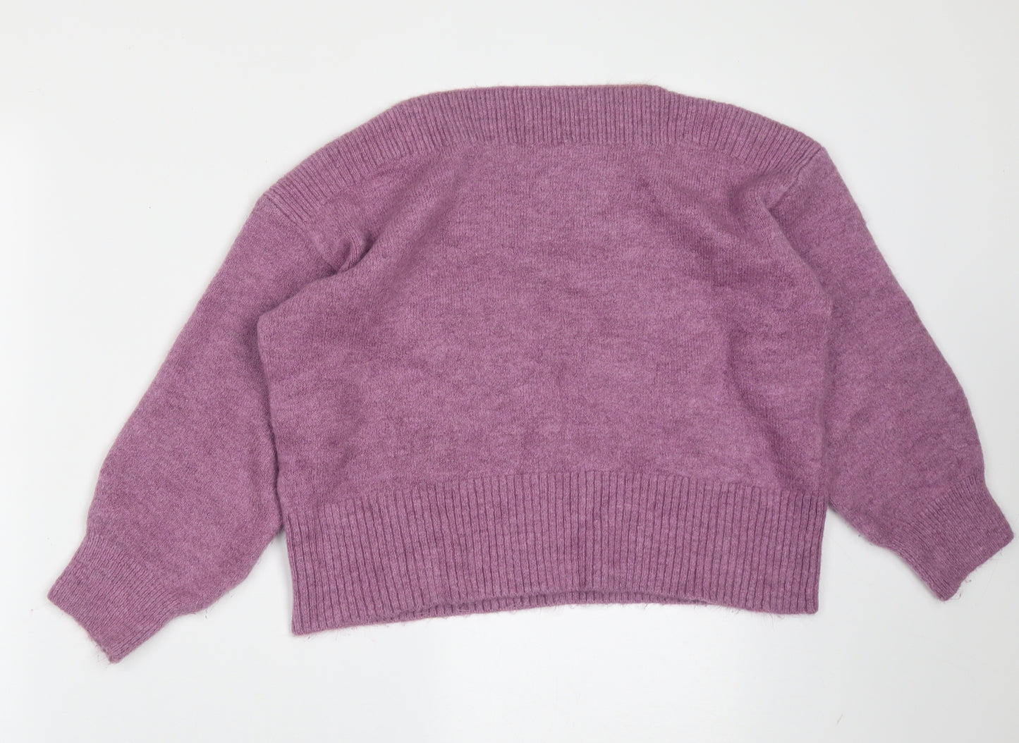 Marks and Spencer Womens Purple Boat Neck  Acrylic Pullover Jumper Size L