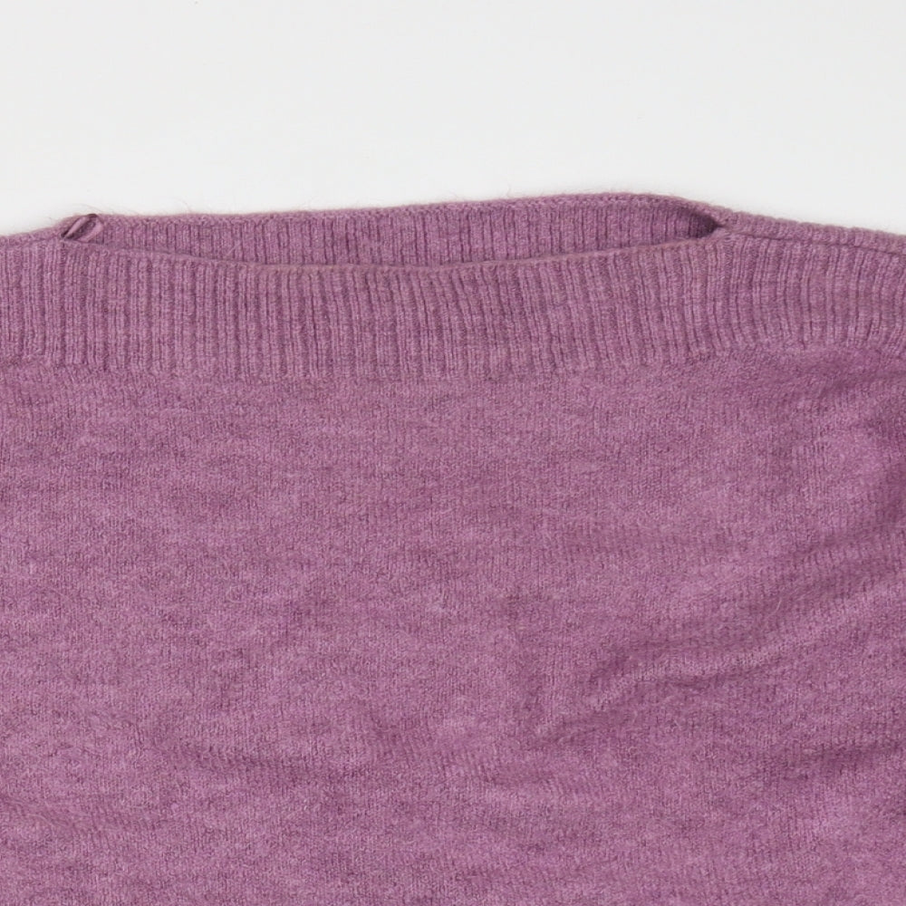 Marks and Spencer Womens Purple Boat Neck  Acrylic Pullover Jumper Size L