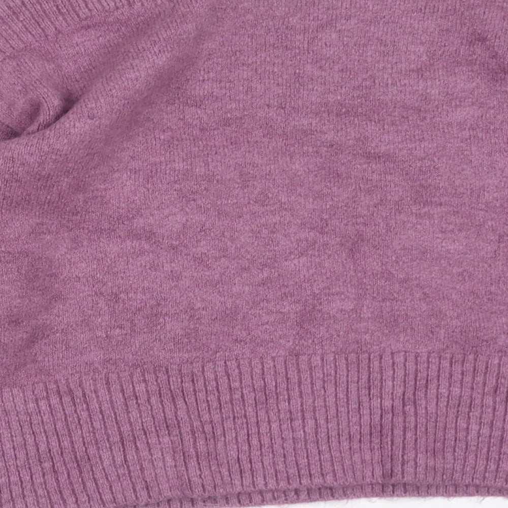 Marks and Spencer Womens Purple Boat Neck  Acrylic Pullover Jumper Size L
