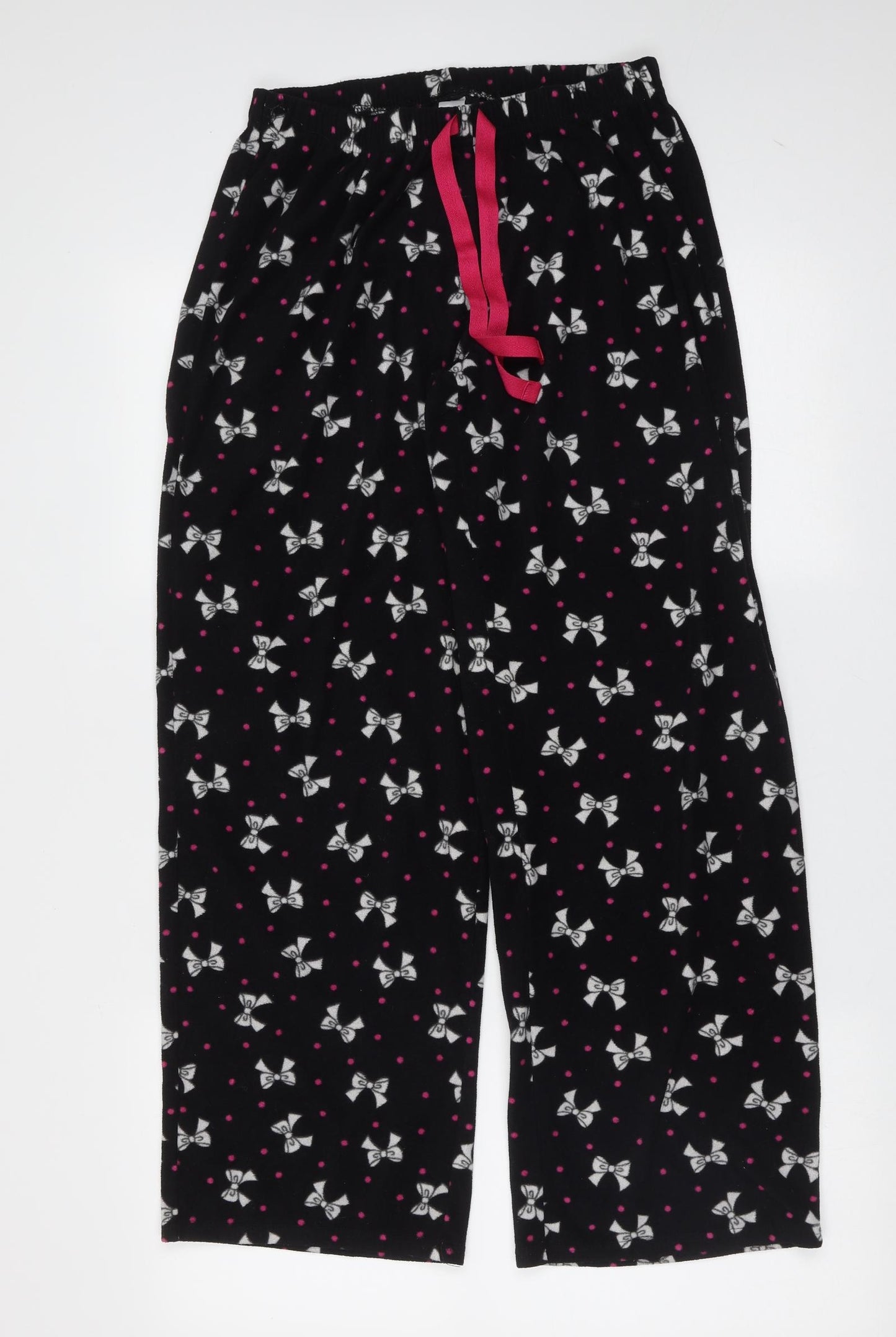 George Womens Black Solid Polyester  Pyjama Pants Size 8   - bow pattern