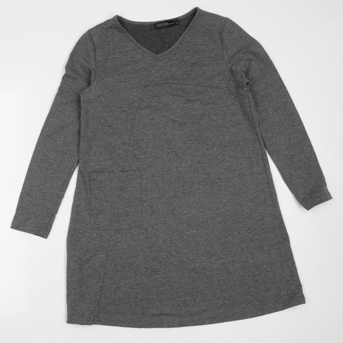 Zanzea Womens Grey  Cotton Blend Shift  Size S  V-Neck