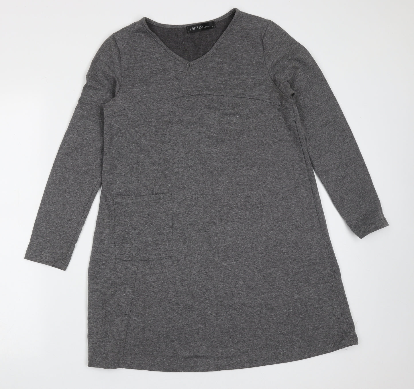 Zanzea Womens Grey  Cotton Blend Shift  Size S  V-Neck