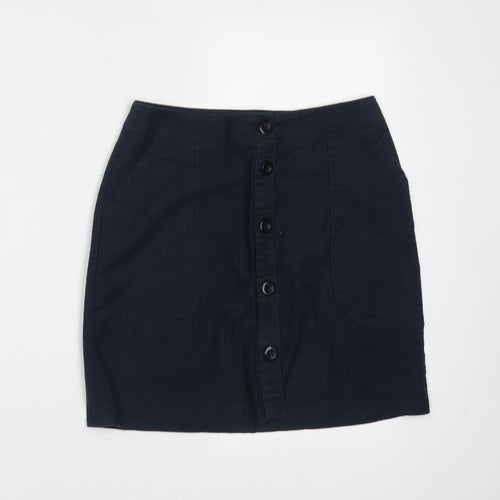 Papaya Womens Blue  Cotton Mini Skirt Size 8   Button