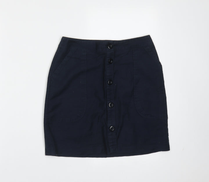 Papaya Womens Blue Cotton Mini Skirt Size 8 Button