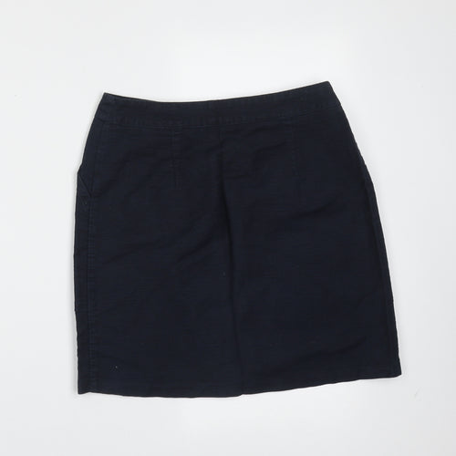 Papaya Womens Blue  Cotton Mini Skirt Size 8   Button