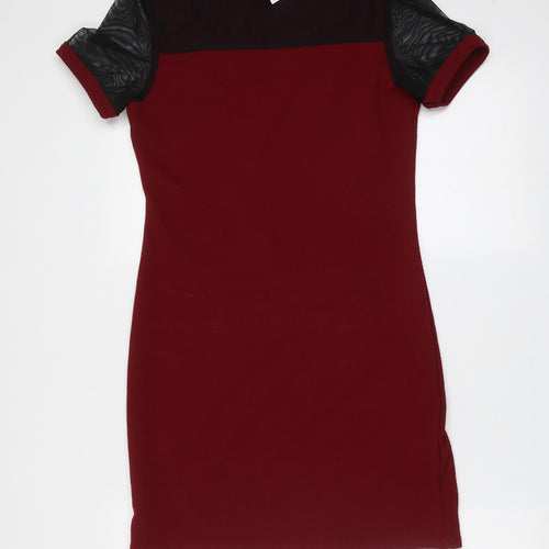 Select Womens Red  Polyester T-Shirt Dress  Size 12  Round Neck