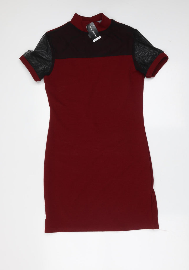 Select Womens Red  Polyester T-Shirt Dress  Size 12  Round Neck
