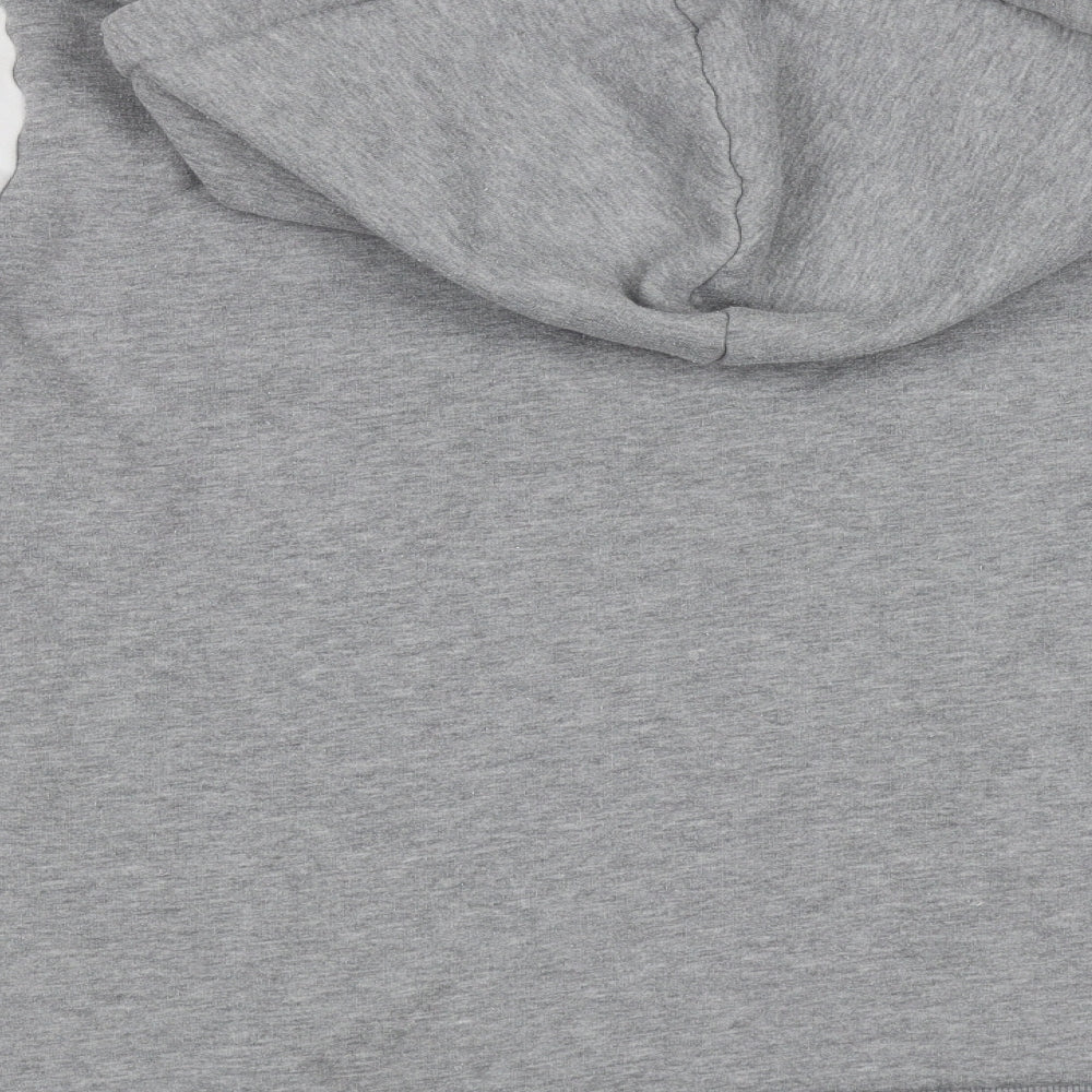 closure Mens Grey  Polyester Pullover Hoodie Size L