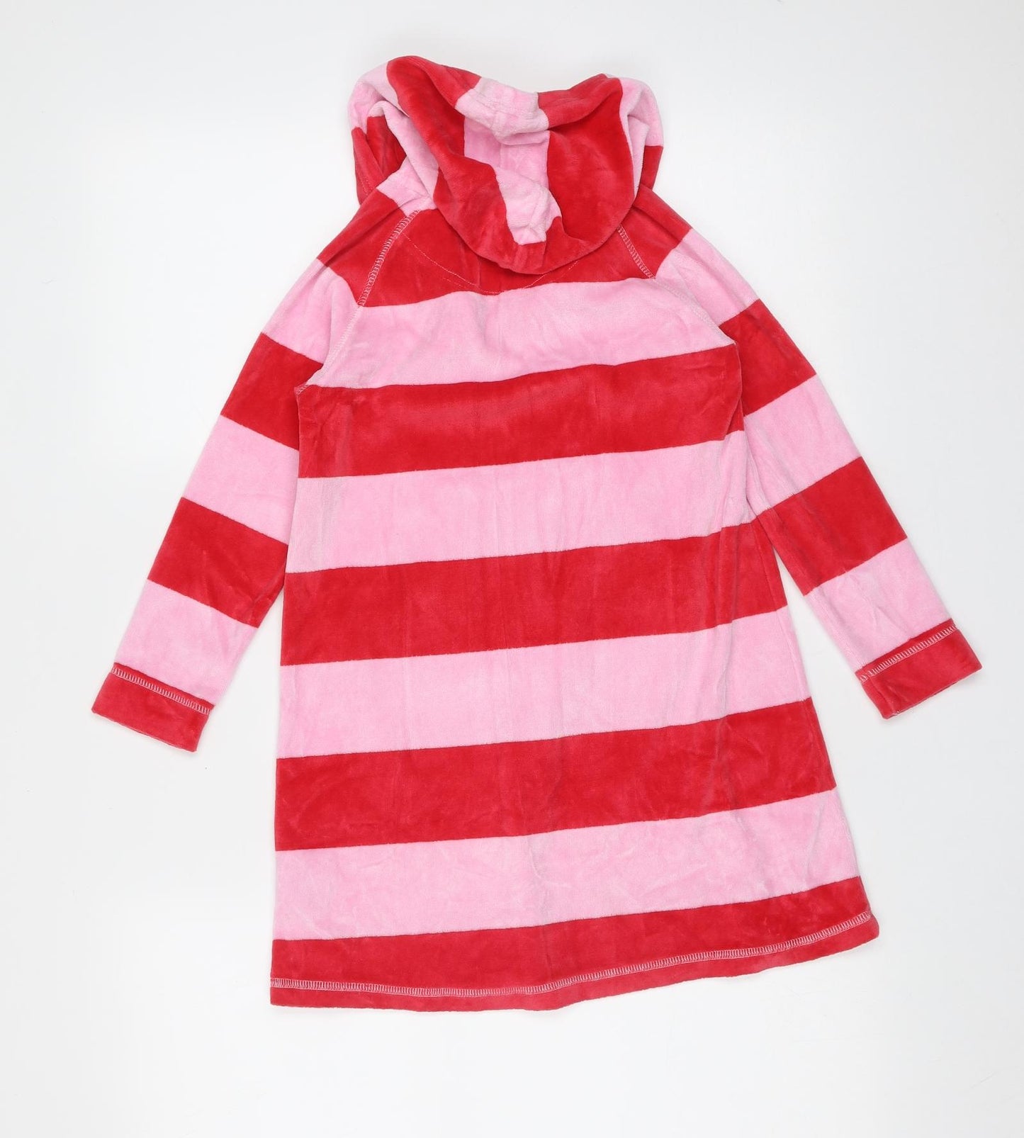 Mini Boden Girls Pink Striped Polyester Jumper Dress  Size 5-6 Years  Round Neck  - hooded