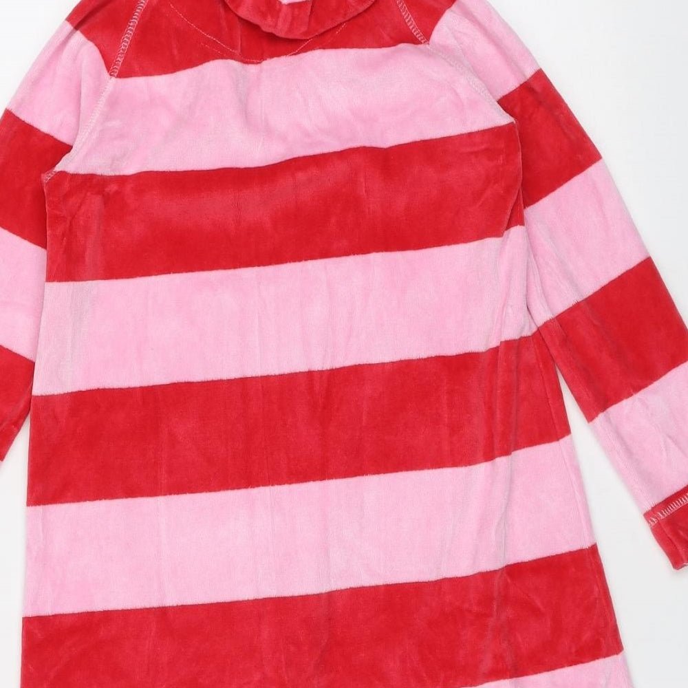 Mini Boden Girls Pink Striped Polyester Jumper Dress  Size 5-6 Years  Round Neck  - hooded