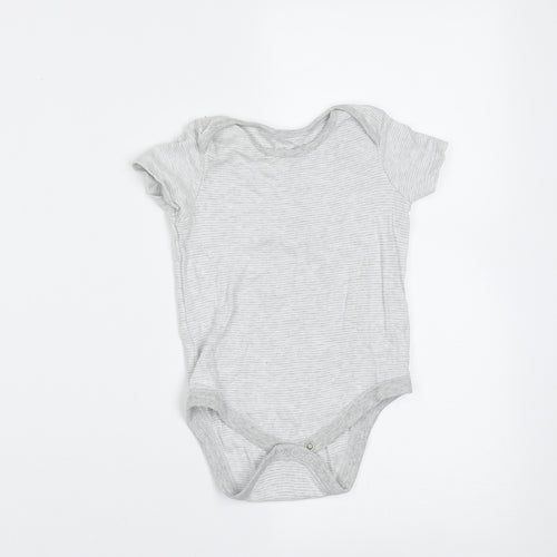 F&F Baby Grey Striped Cotton Babygrow One-Piece Size 12-18 Months