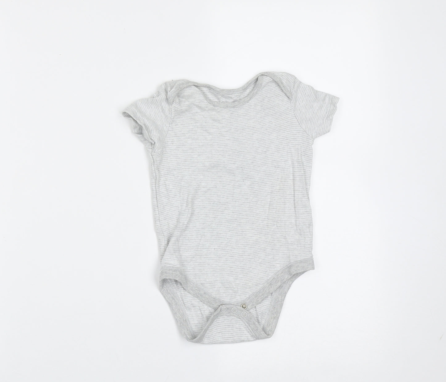 F&F Baby Grey Striped Cotton Babygrow One-Piece Size 12-18 Months