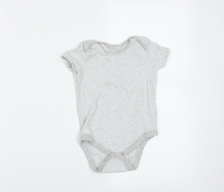 F&F Baby Grey Striped Cotton Babygrow One-Piece Size 12-18 Months