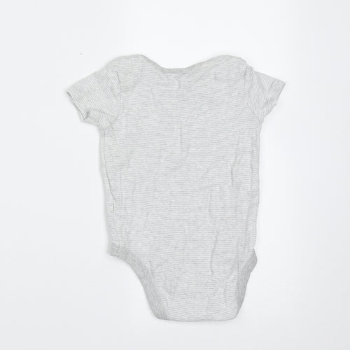 F&F Baby Grey Striped Cotton Babygrow One-Piece Size 12-18 Months