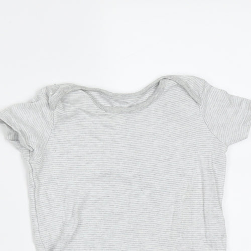 F&F Baby Grey Striped Cotton Babygrow One-Piece Size 12-18 Months
