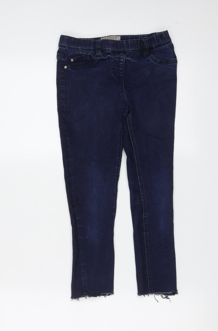 NEXT Girls Blue Cotton Jegging Jeans Size 9 Months Regular - distressed