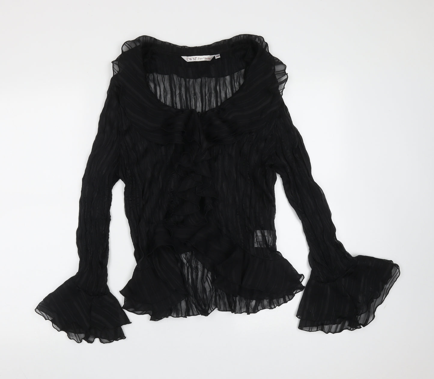 EWM Womens Black Striped Polyester Basic Blouse Size 20 V-Neck - sheer