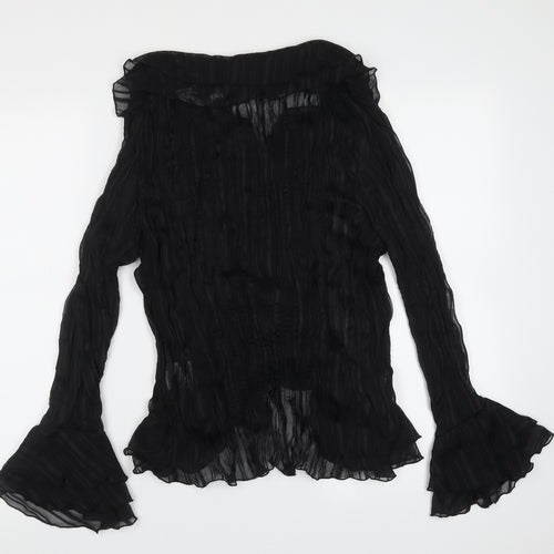 EWM Womens Black Striped Polyester Basic Blouse Size 20 V-Neck - sheer