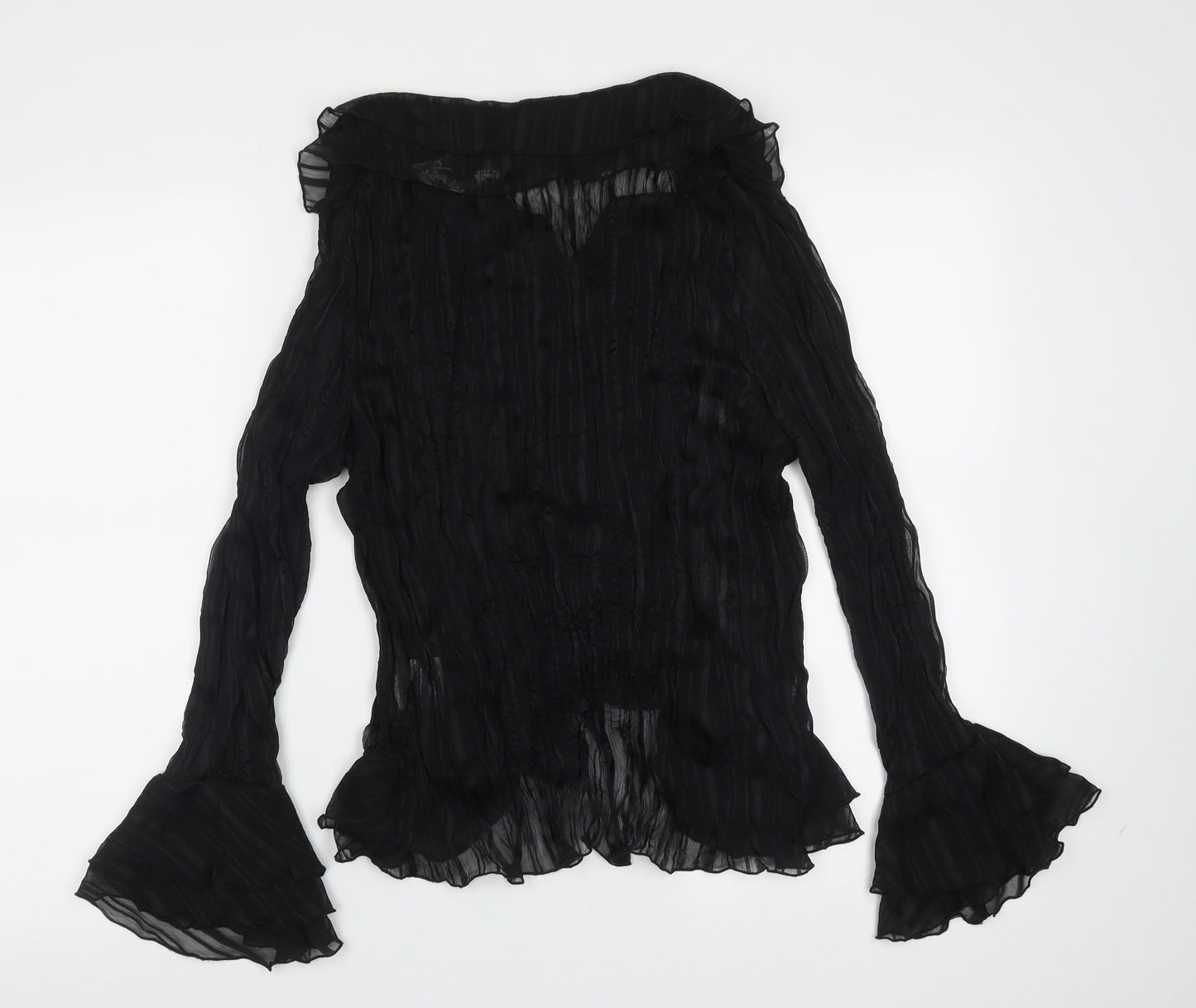EWM Womens Black Striped Polyester Basic Blouse Size 20 V-Neck - sheer