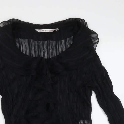 EWM Womens Black Striped Polyester Basic Blouse Size 20 V-Neck - sheer