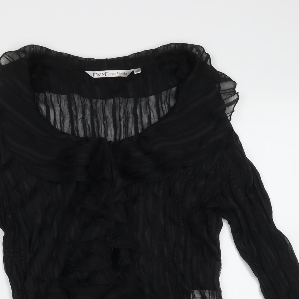 EWM Womens Black Striped Polyester Basic Blouse Size 20 V-Neck - sheer