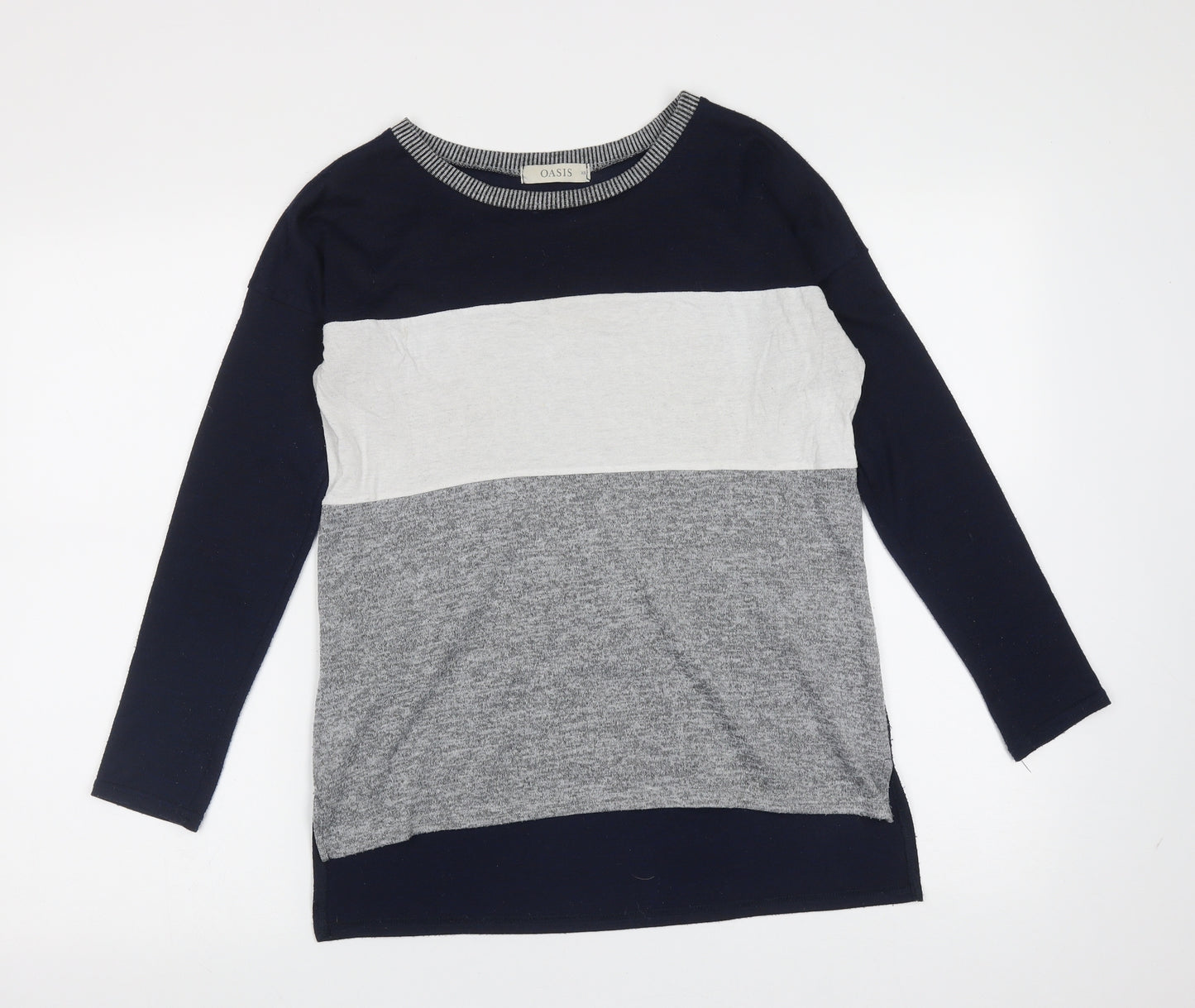 Oasis Womens Blue Round Neck  Polyester Pullover Jumper Size XS