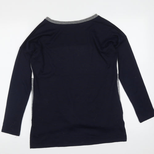 Oasis Womens Blue Round Neck  Polyester Pullover Jumper Size XS