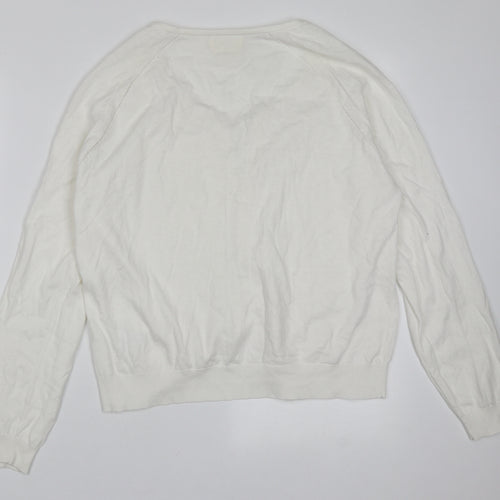 NEXT Womens White Round Neck  Cotton Cardigan Jumper Size 18