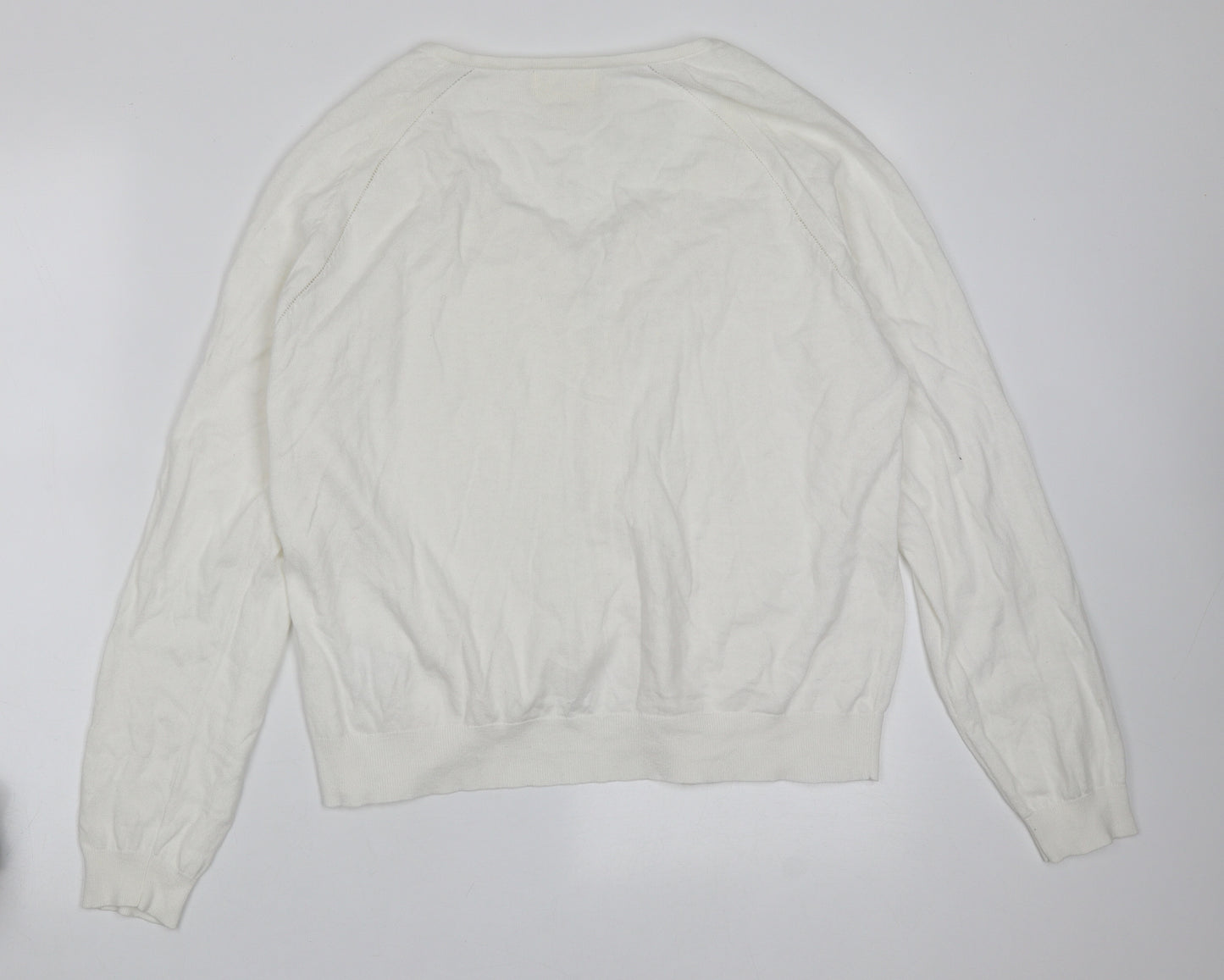 NEXT Womens White Round Neck  Cotton Cardigan Jumper Size 18