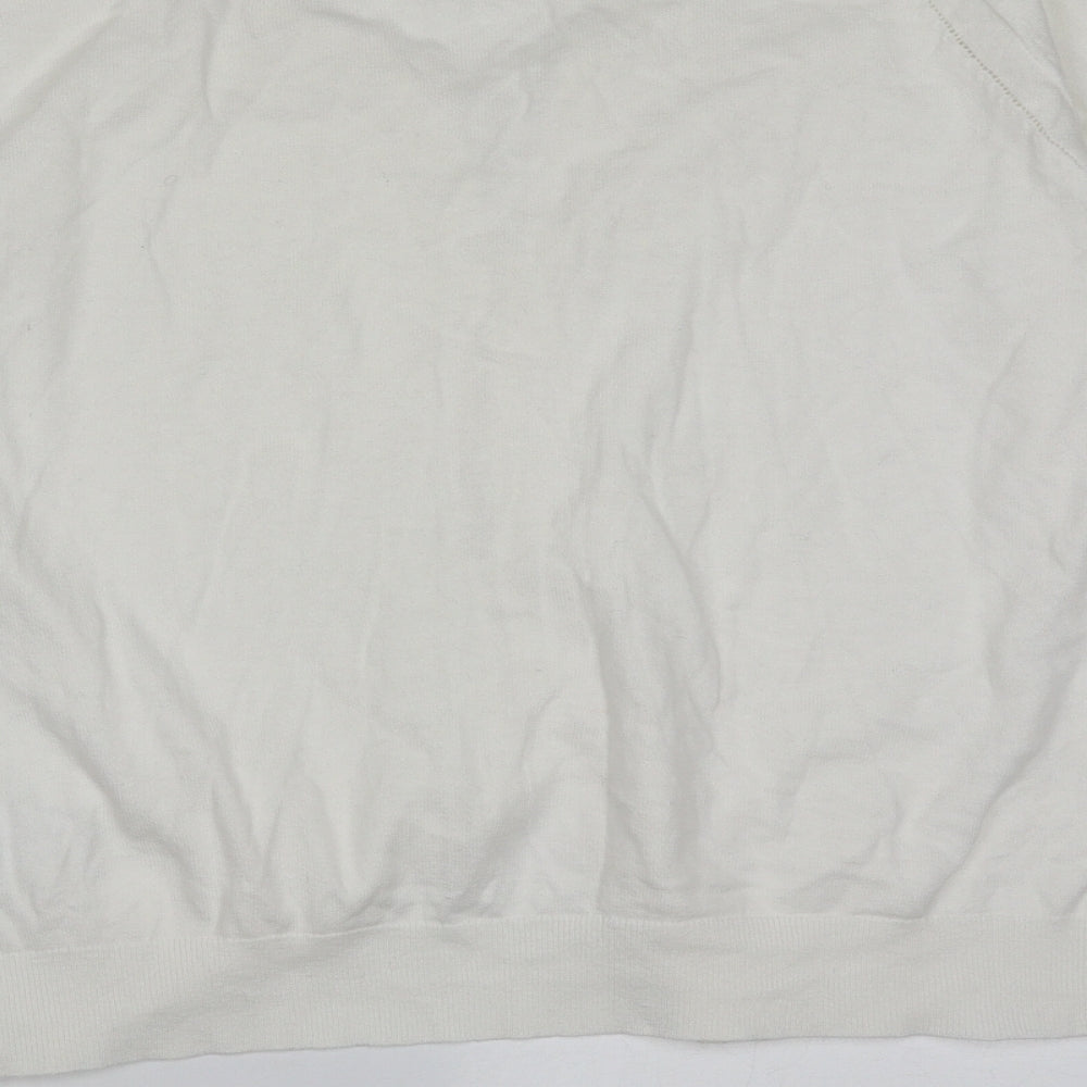NEXT Womens White Round Neck  Cotton Cardigan Jumper Size 18