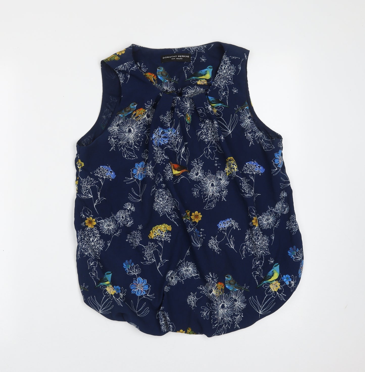 Dorothy Perkins Womens Blue Floral Polyester Basic Blouse Size 12 Round Neck