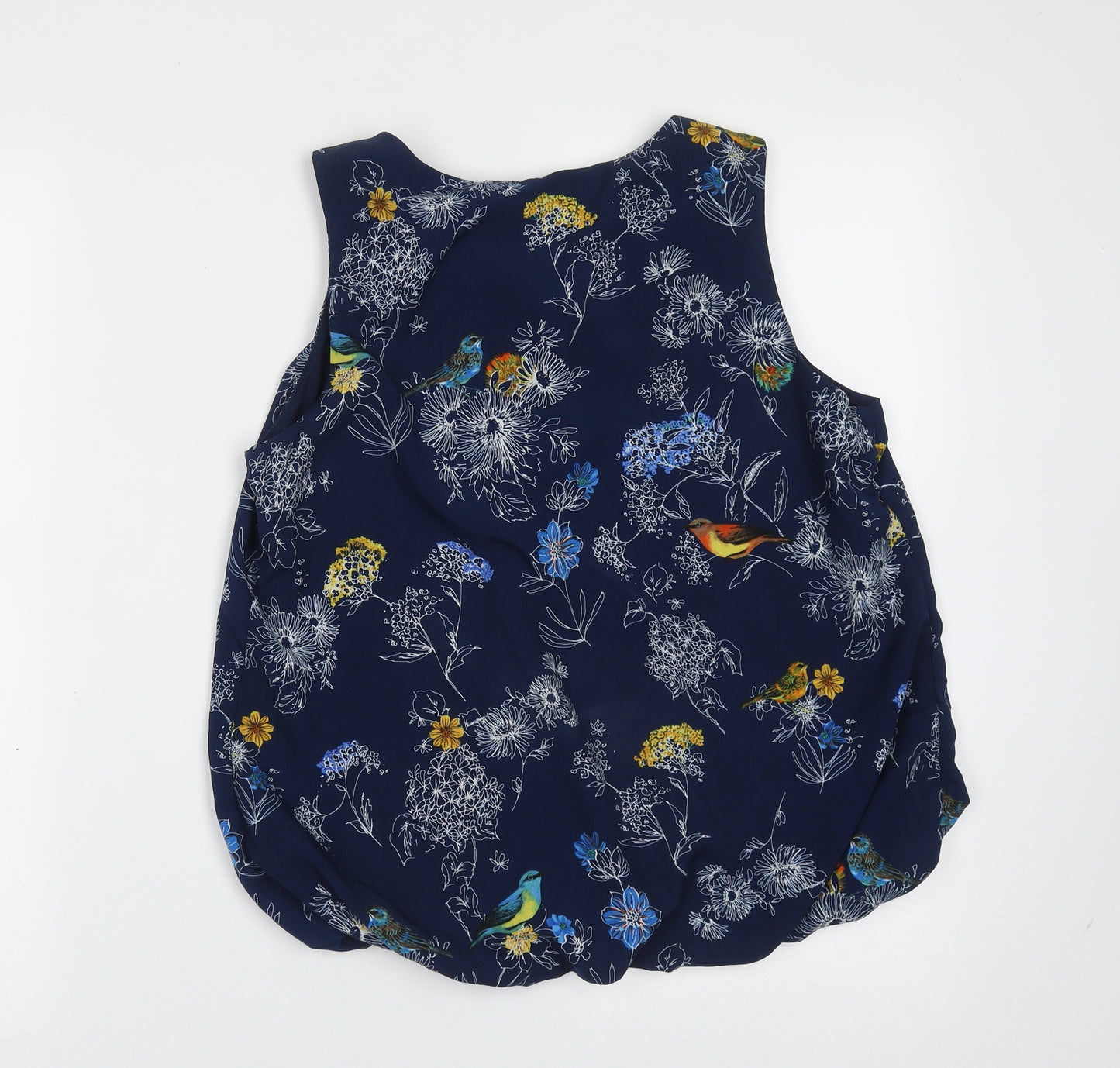 Dorothy Perkins Womens Blue Floral Polyester Basic Blouse Size 12 Round Neck