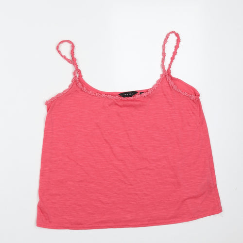 New Look Womens Pink  Polyester Camisole T-Shirt Size 12 Round Neck - Floral trim