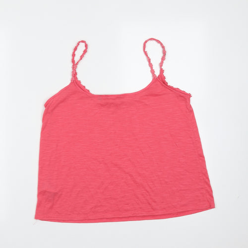 New Look Womens Pink  Polyester Camisole T-Shirt Size 12 Round Neck - Floral trim