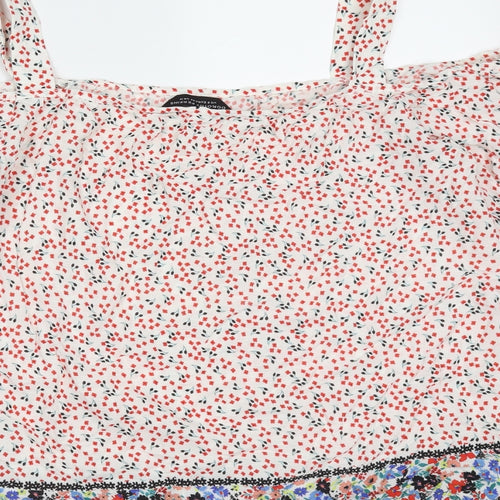 Dorothy Perkins Womens Multicoloured Floral Viscose Basic Blouse Size 12 Off the Shoulder - cold shoulder