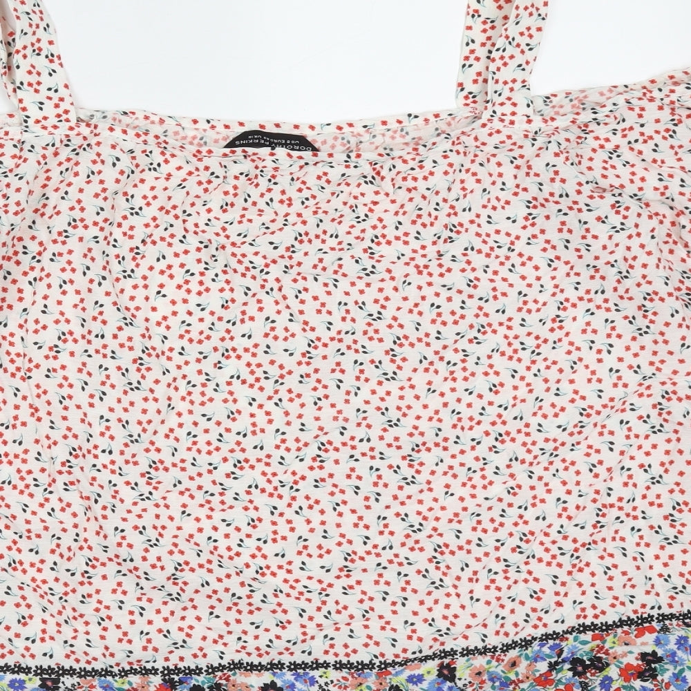 Dorothy Perkins Womens Multicoloured Floral Viscose Basic Blouse Size 12 Off the Shoulder - cold shoulder