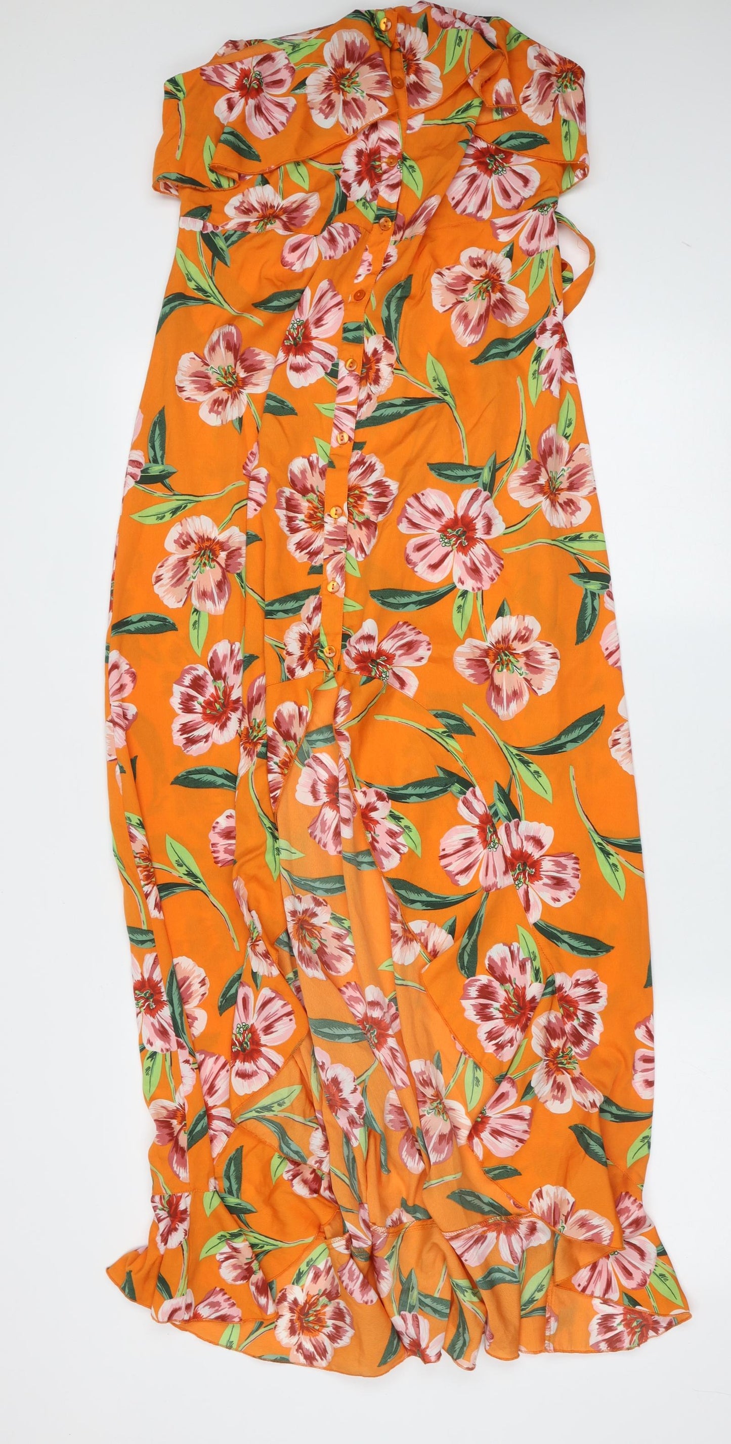 iNFLUENCE Womens Orange Floral Polyester Maxi  Size 12  Off the Shoulder