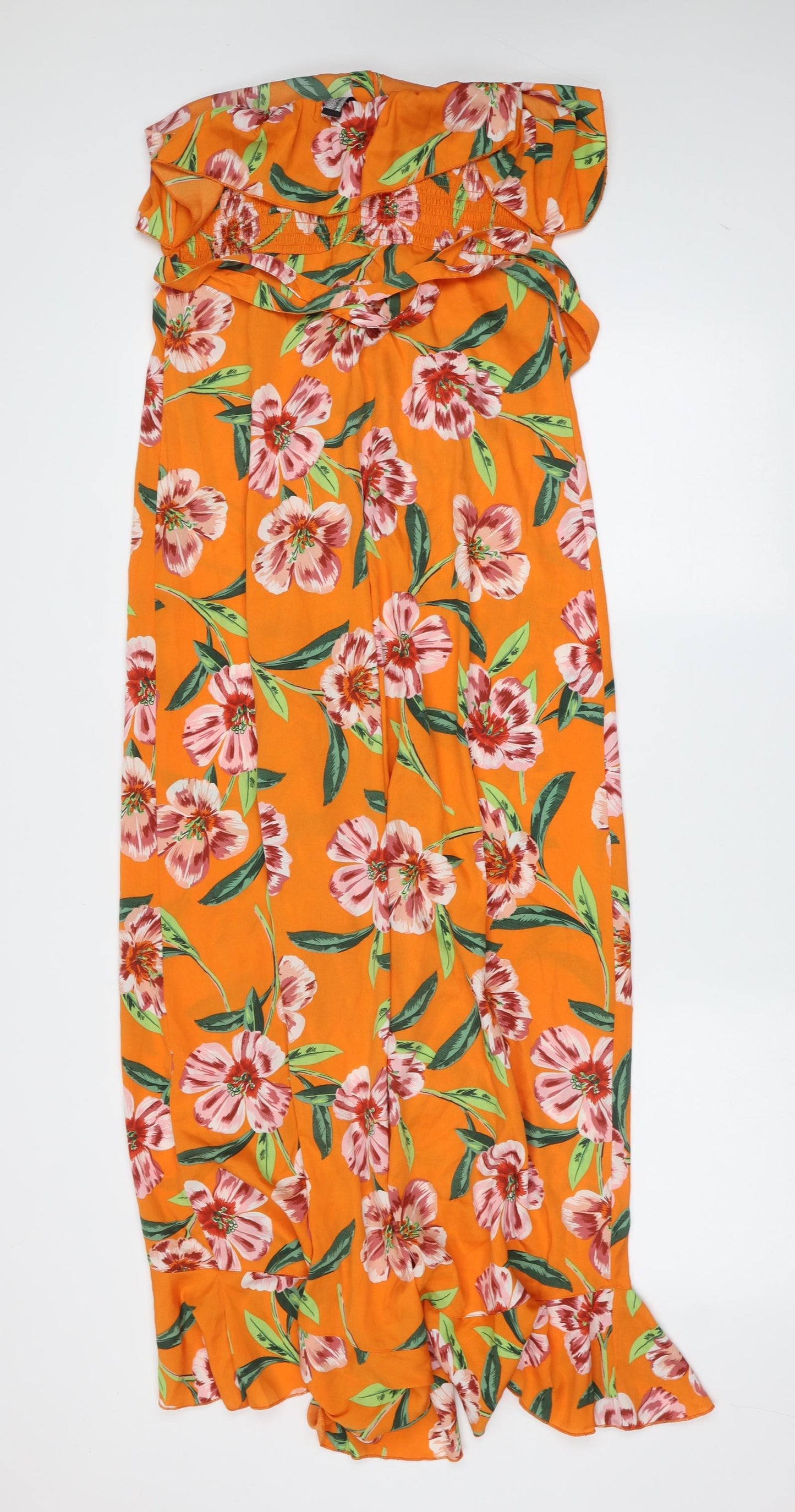 iNFLUENCE Womens Orange Floral Polyester Maxi  Size 12  Off the Shoulder
